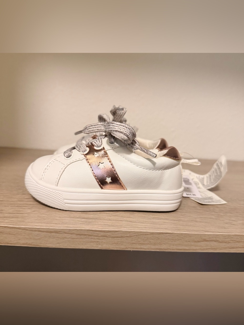 GAP White Kids Sneakers with Rose Gold Star Stripe